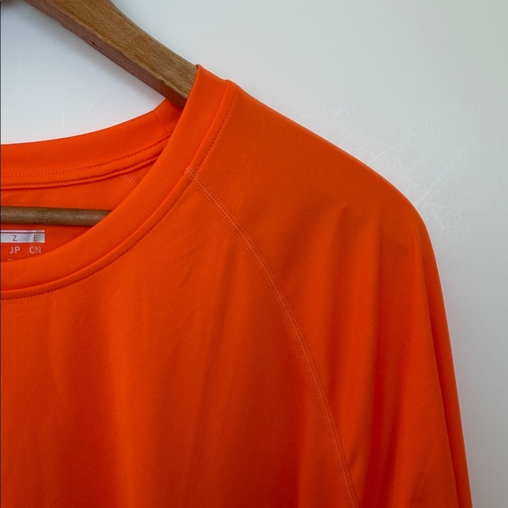 Orange Long Sleeve Performance Shirt Men 2XL 100% Polyester Athletic Tee - Picture 3 of 7